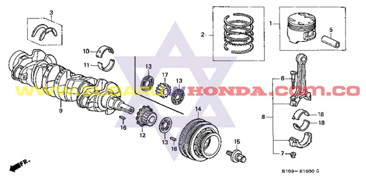 Cuña del cigueñal Honda CRV 2001 catalogo