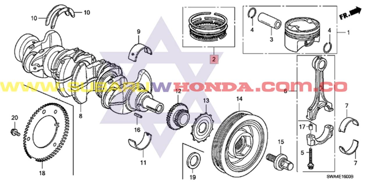 Anillos motor Honda CRV 2007 catalogo