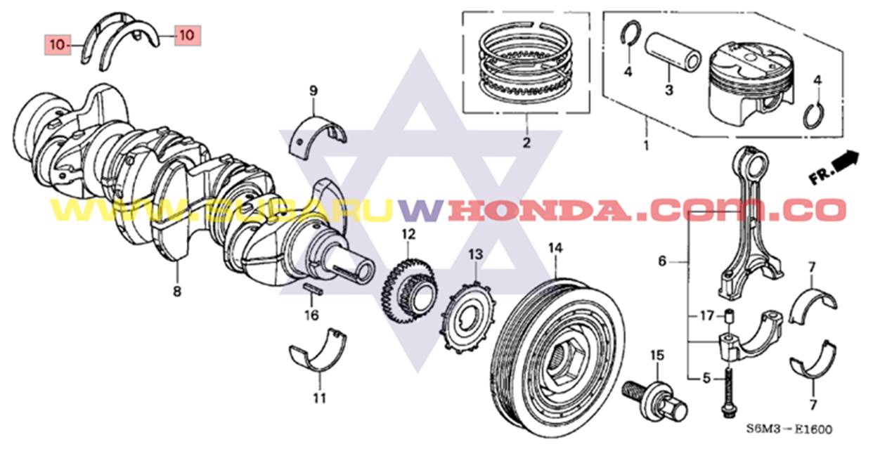 Arandelas de ajuste Honda CRV 2003 catalogo