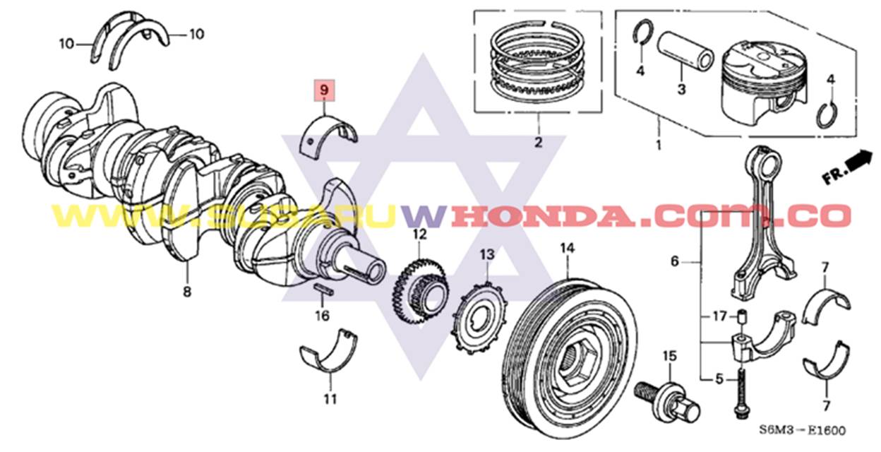 Casquetes bancada Honda CRV 2002 catalogo