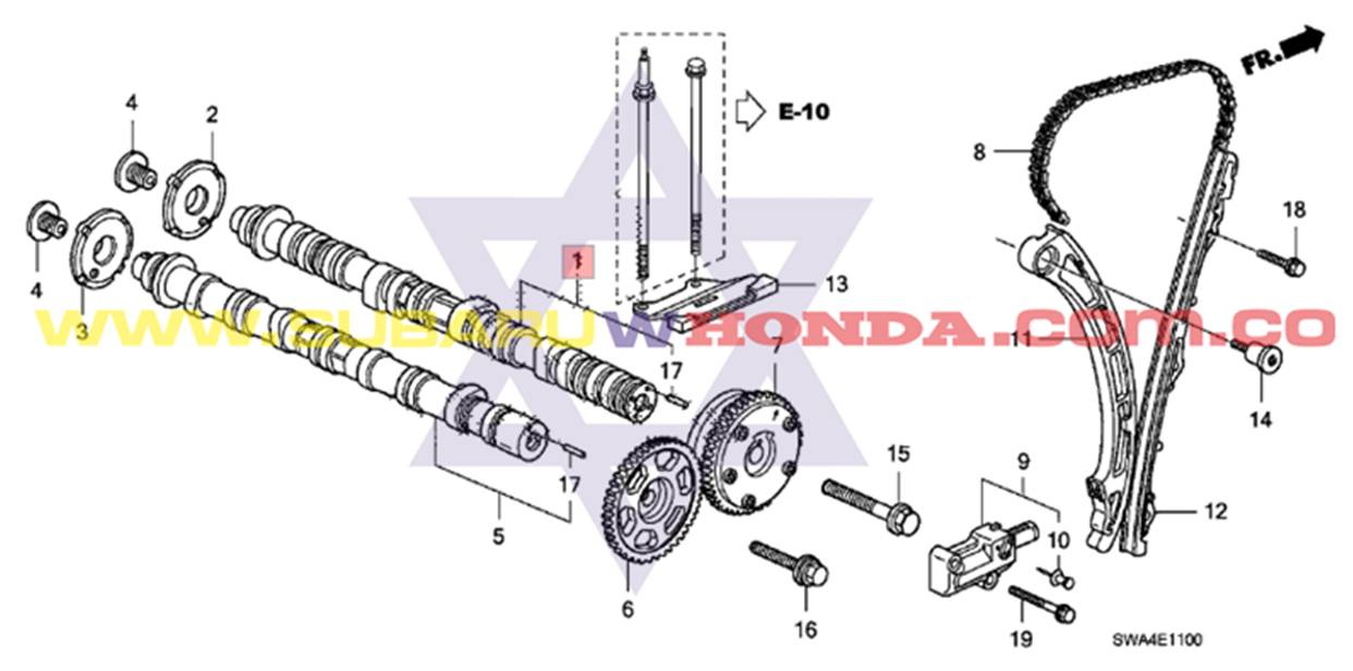 Eje de levas interno Honda CRV 2007 catalogo