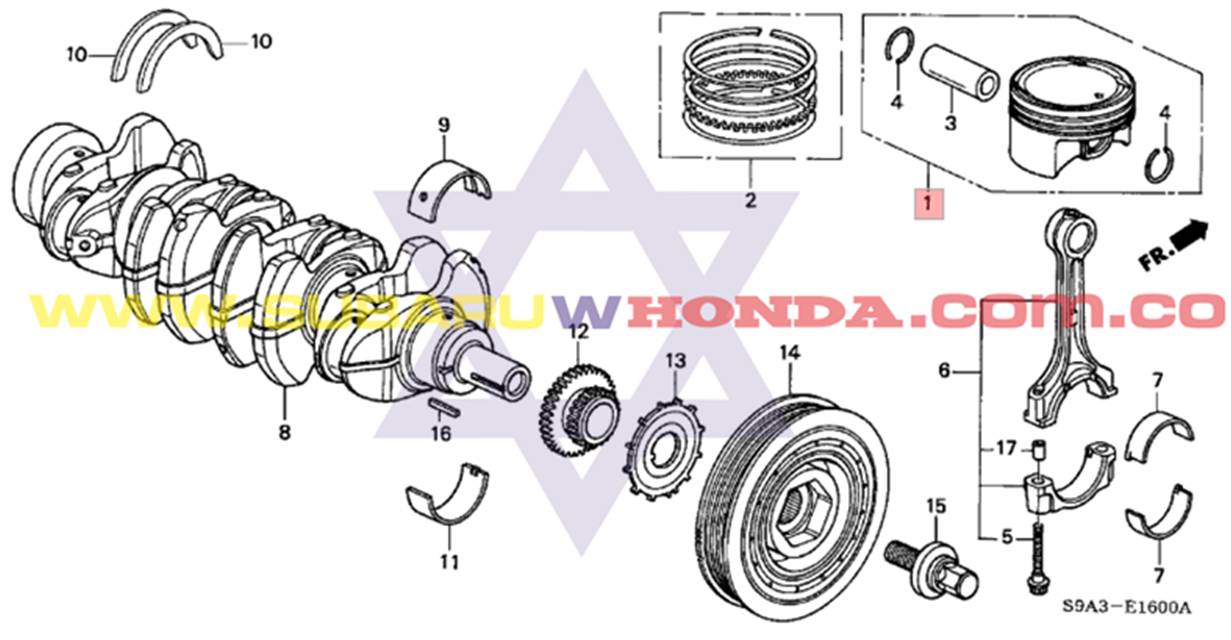 Pistones motor Honda CRV 2007 catalogo