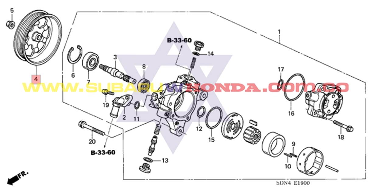 Polea bomba dirección hidráulica Honda CRV 2002 catalogo