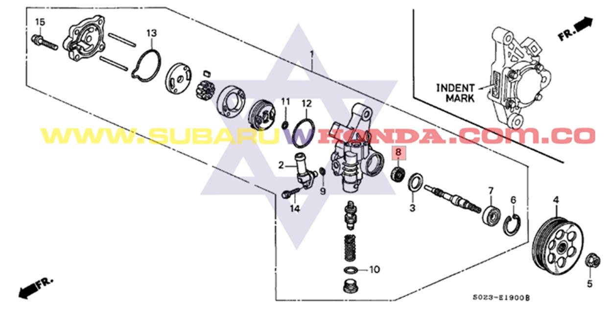 Retén bomba dirección hidraulica Honda CRV 2000 catalogo