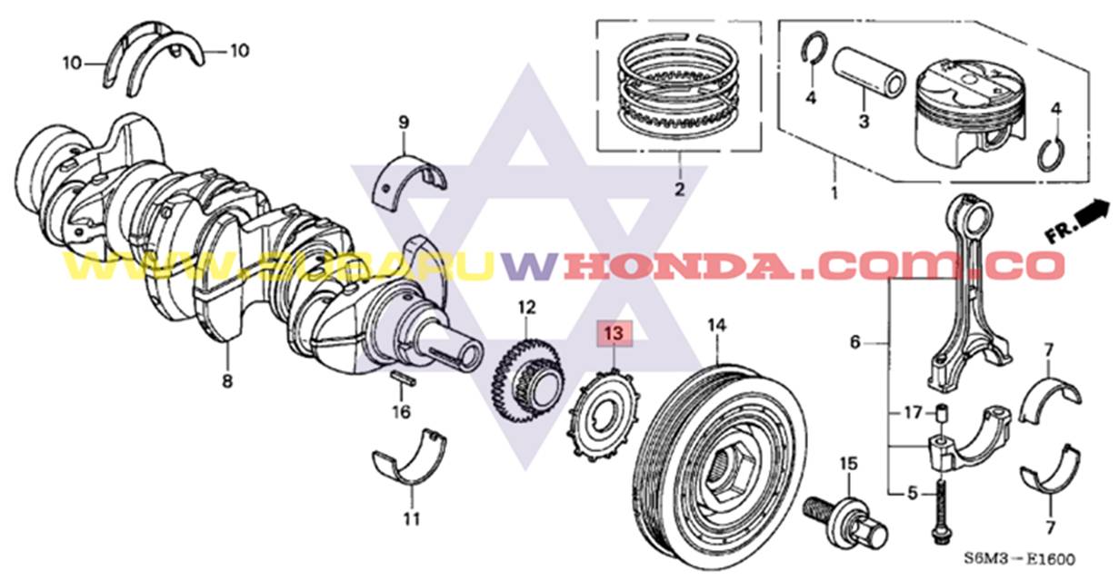 Arandelas del piñon cigueñal Honda CRV 2010 catalogo