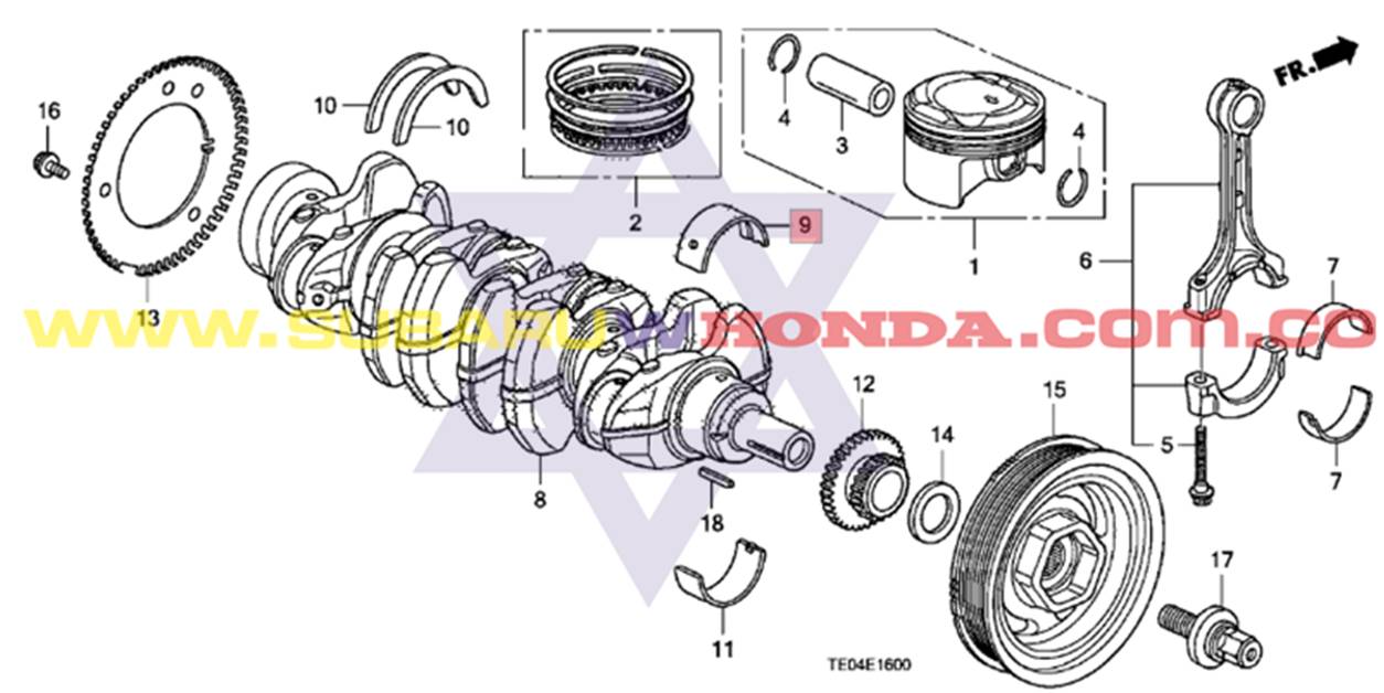 Casquetes bancada Honda CRV 2010 catalogo