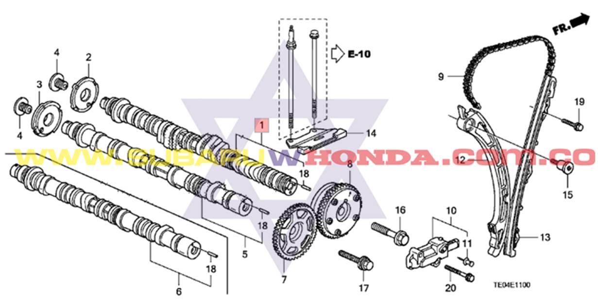 Eje de levas interno Honda CRV 2010 catalogo