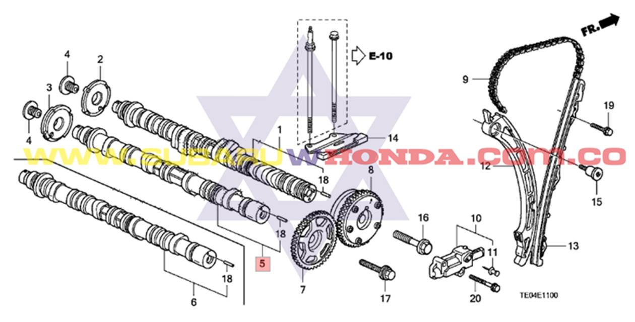 Eje de levas externo Honda CRV 2010 catalogo