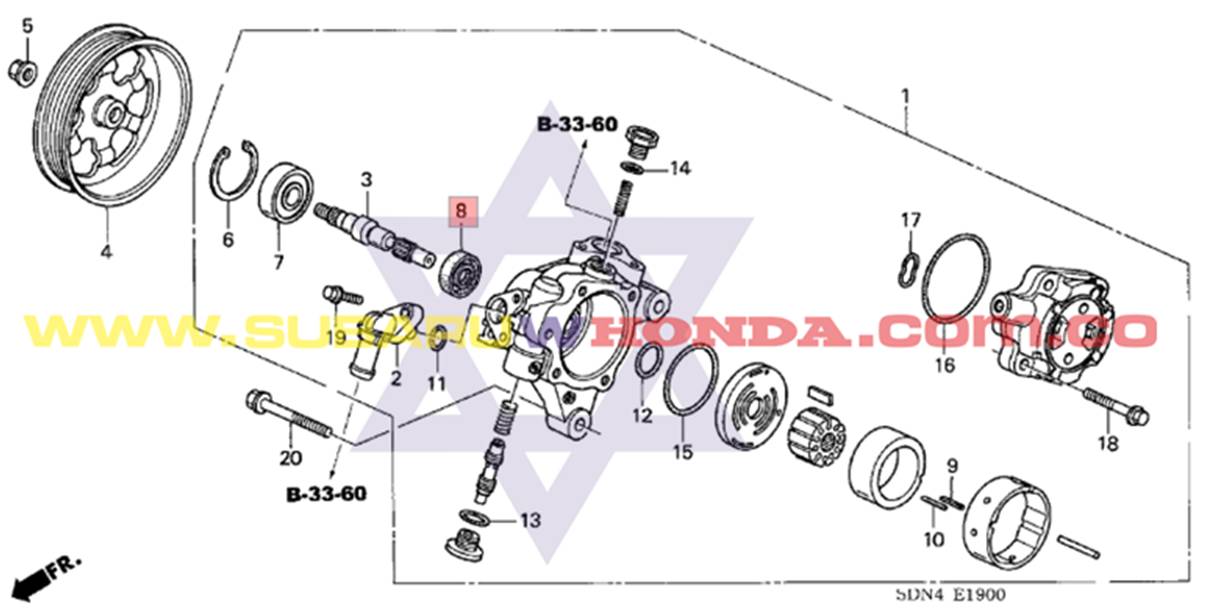 Retén bomba dirección hidraulica Honda CRV 2009 catalogo