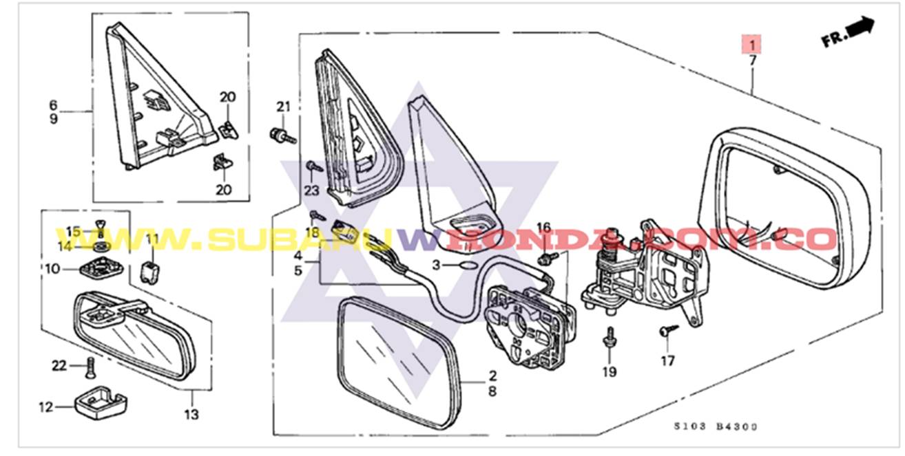 Espejo eléctrico derecho Honda CRV 2001 catalogo