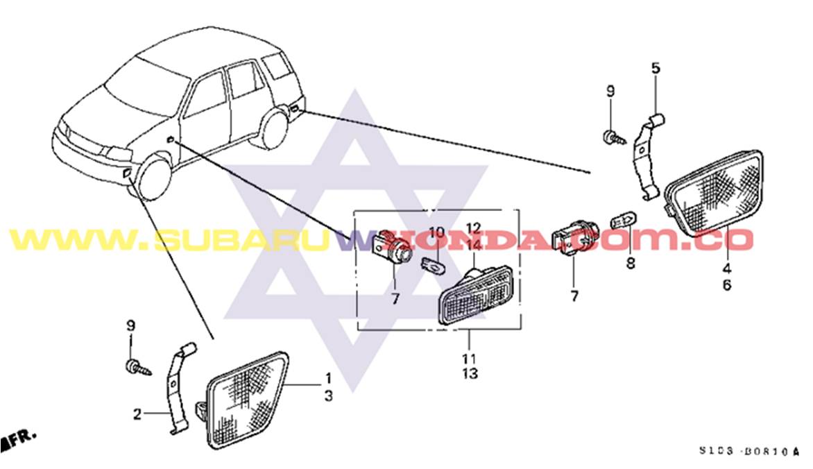 Cocuyo direccional derecho guardafango Honda CRV 2000 catalogo