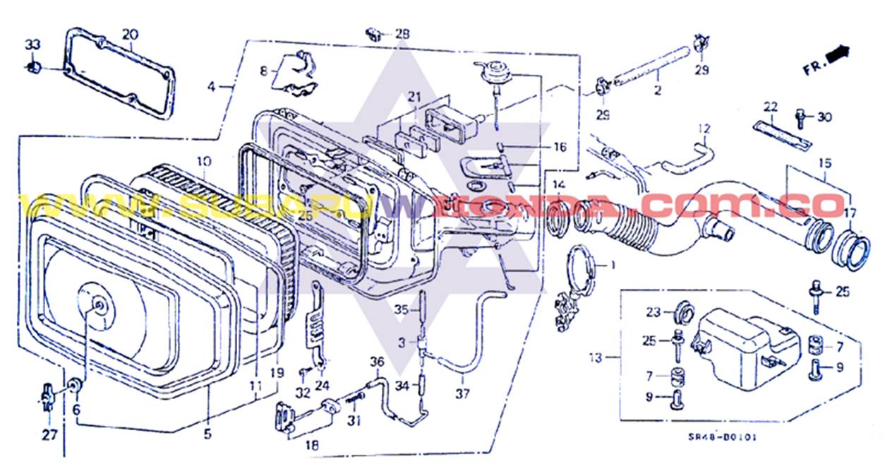 Filtro de aire monopunto Honda Civic 1995 catalogo