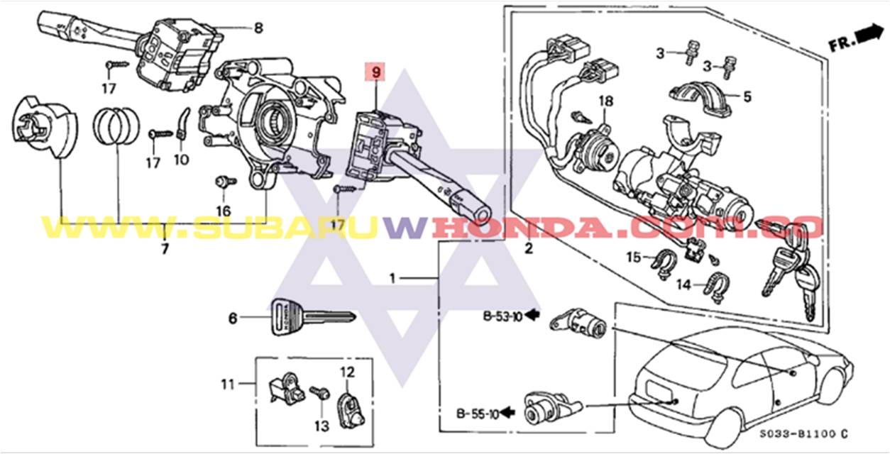 Switch control parabrisas Honda Civic 1995 catalogo