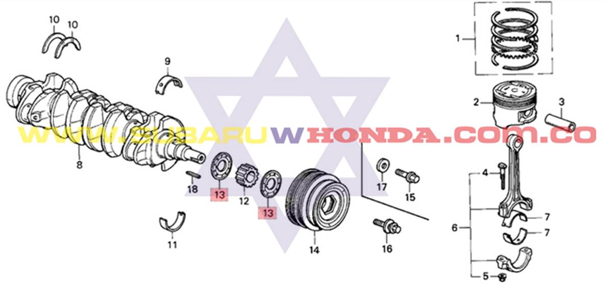 Arandelas del piñon Honda Integra 1992 catalogo