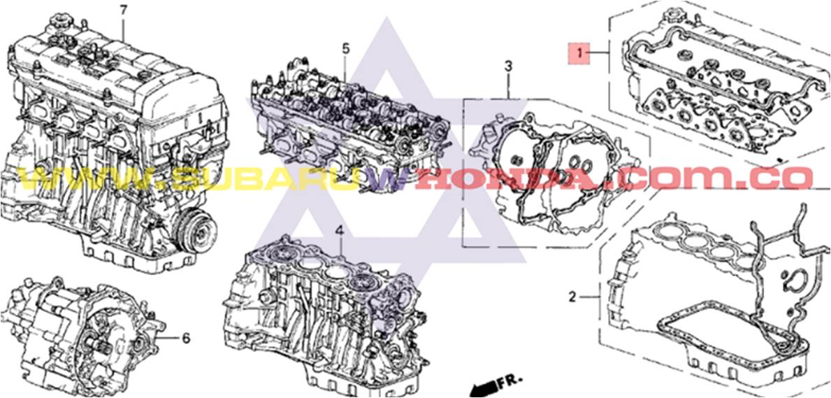 Empaquetadura motor de honda Integra 1992 catalogo