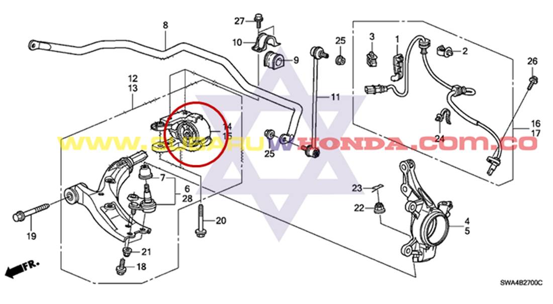 Buje soporte tijera Honda CRV 2010 catalogo