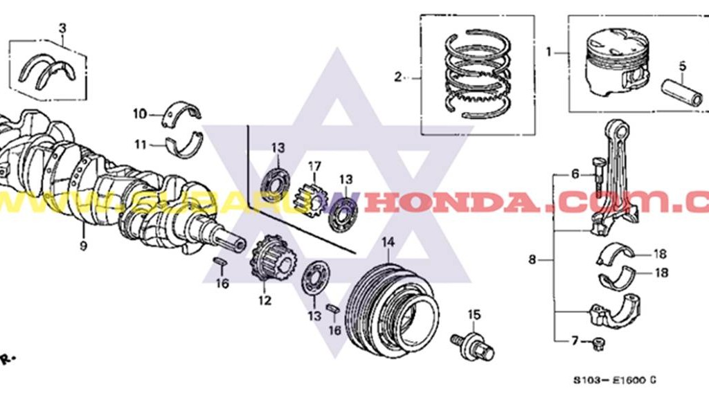 Cuña del cigueñal Honda CRV 1997 catalogo