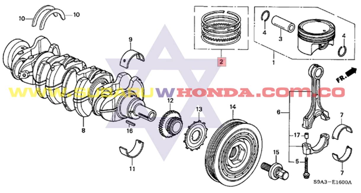 Anillos estándar Honda CRV 2002 catalogo