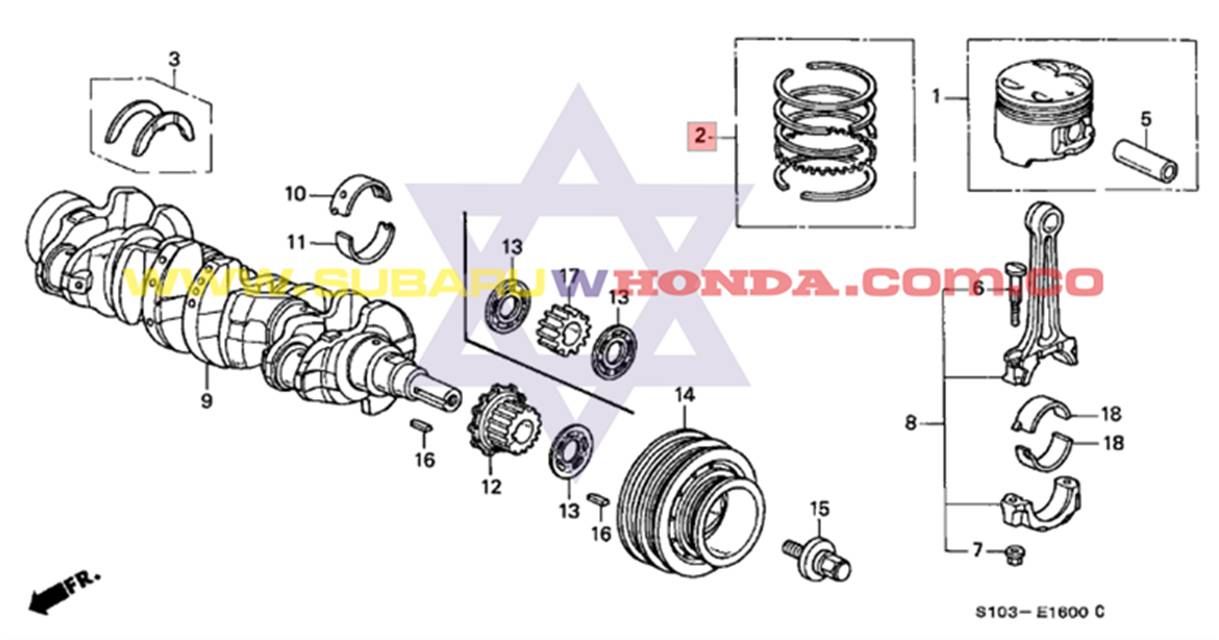 Anillos del motor Honda CRV 2003 catalogo