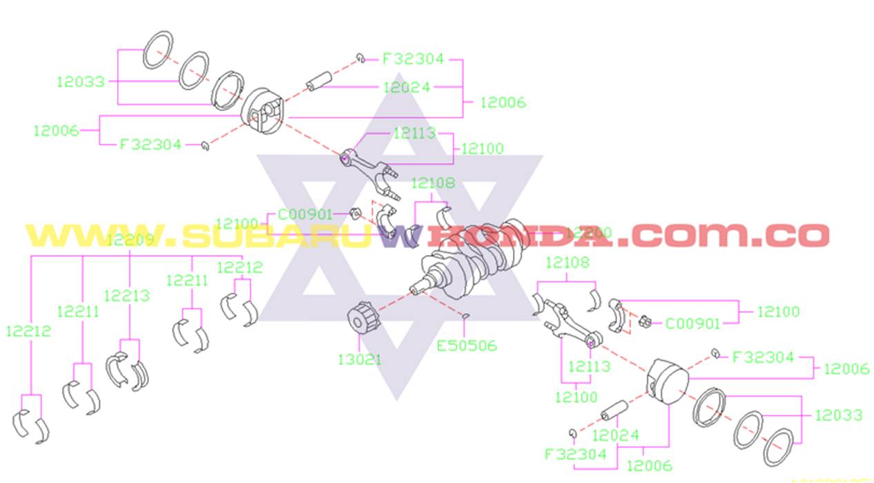 Anillos del motor Subaru Legacy 1992 catalogo