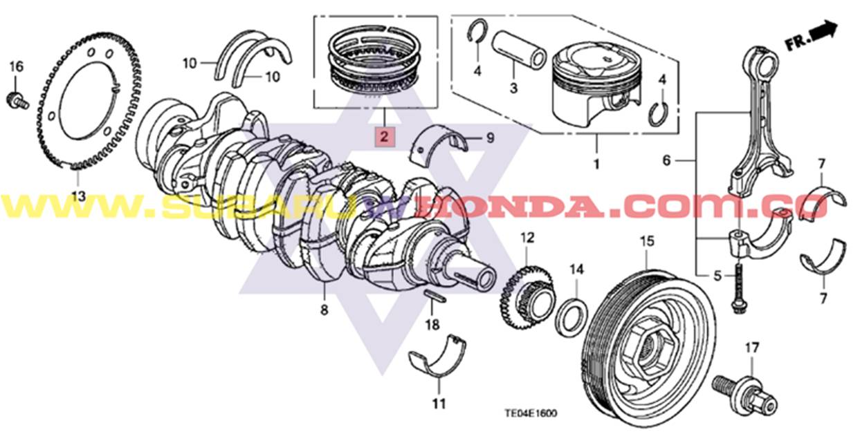 Anillos del motor Honda CRV 2010 catalogo