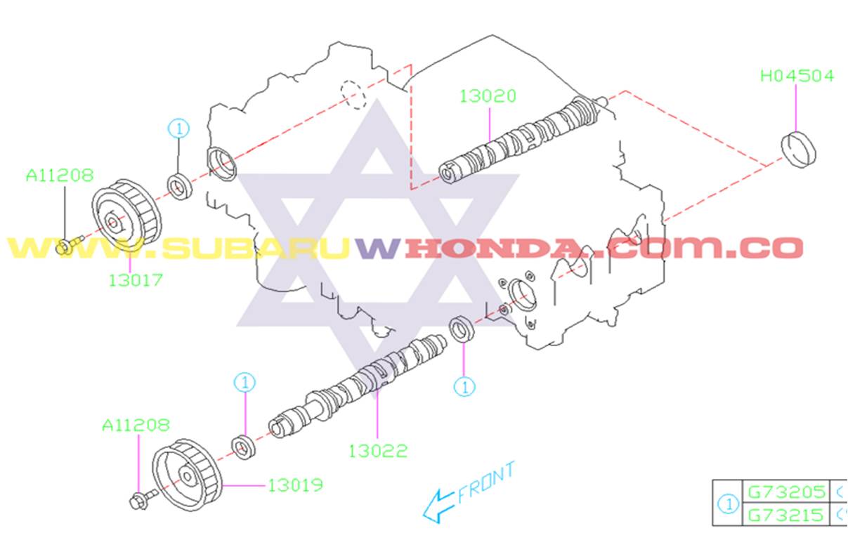 Polea eje levas admision derecha Subaru Legacy 1992 catalogo