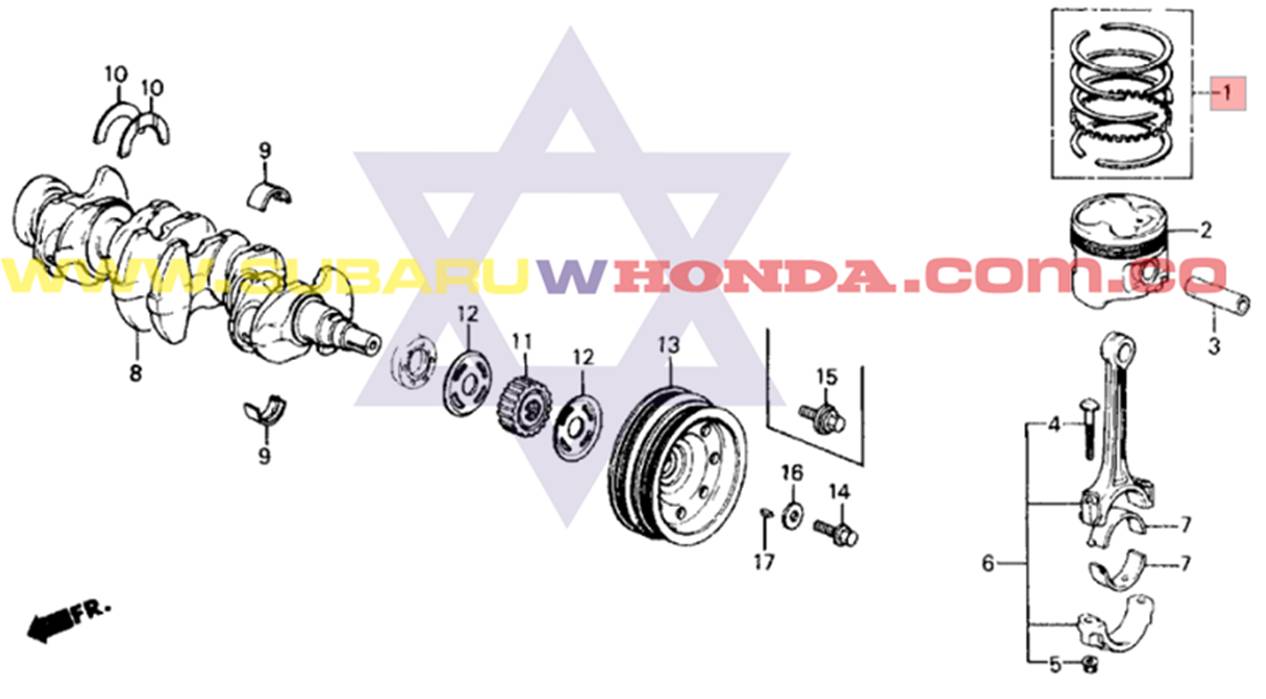 Anillos del motor Honda Civic 1994 catalogo