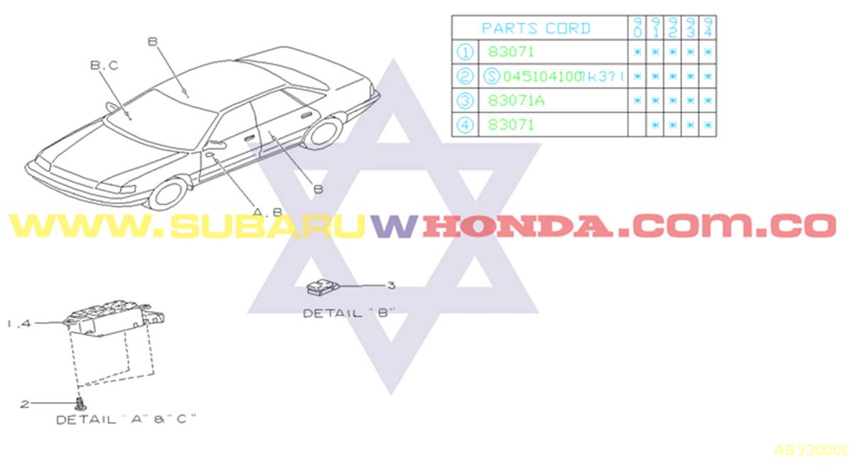 Control mando principal elevavidrios Subaru Legacy 1992 catalogo