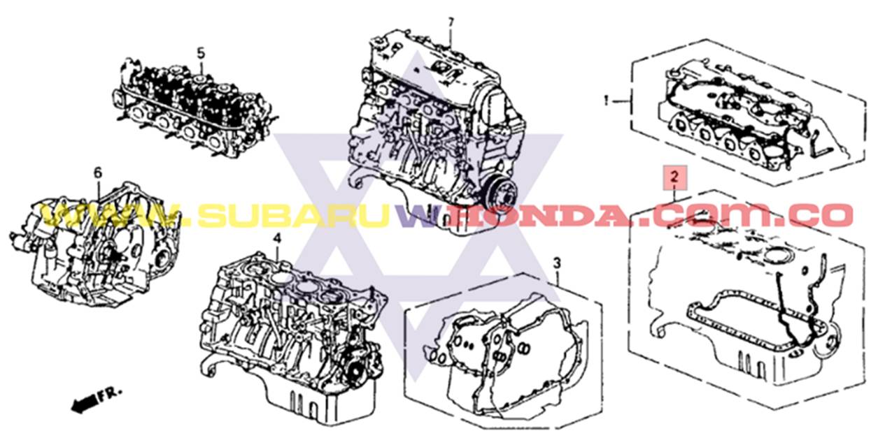 Empaquetadura del motor Honda Civic 1992 catalogo