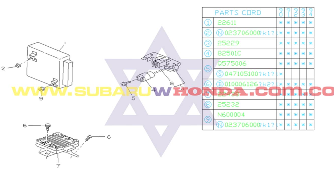 Modulo electronico Subaru Legacy 1993 catalogo