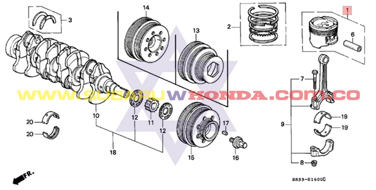 Pistones del motor Honda Civic 1992 catalogo