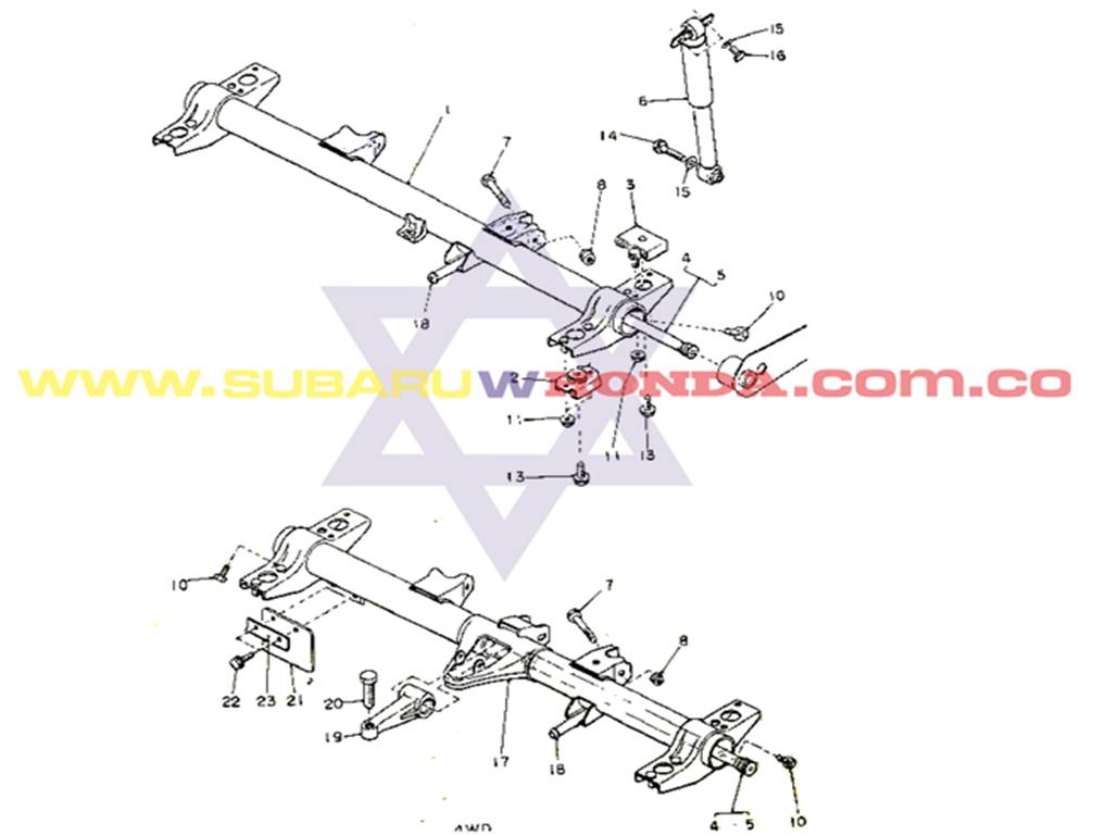 Platina barra torsion trasera Subaru Camioneta 1981 catalogo
