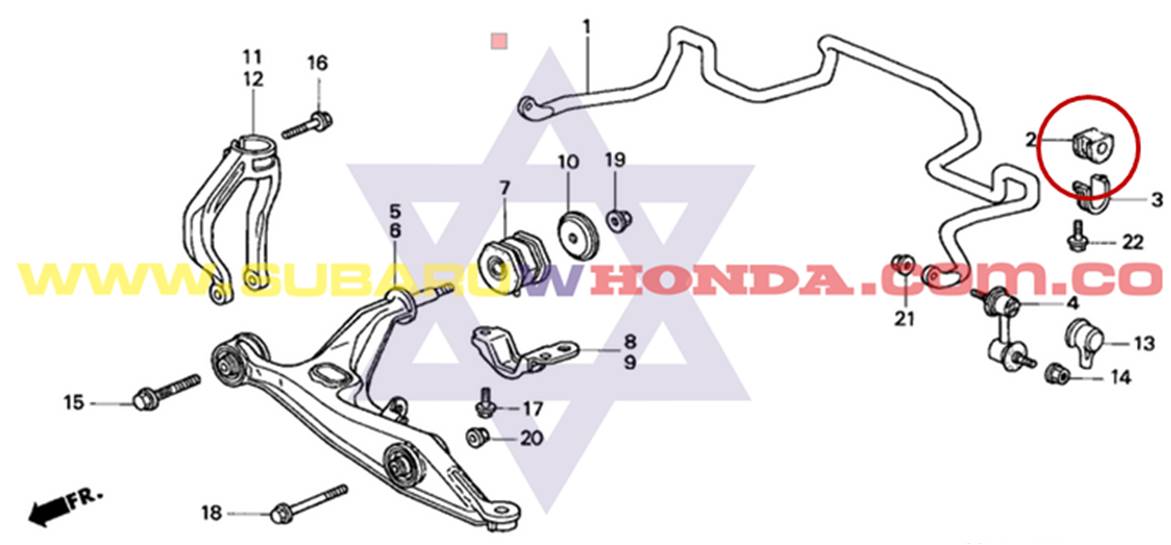 Cauchos traseros barra estabilizadora Honda CRV 2001 catalogo