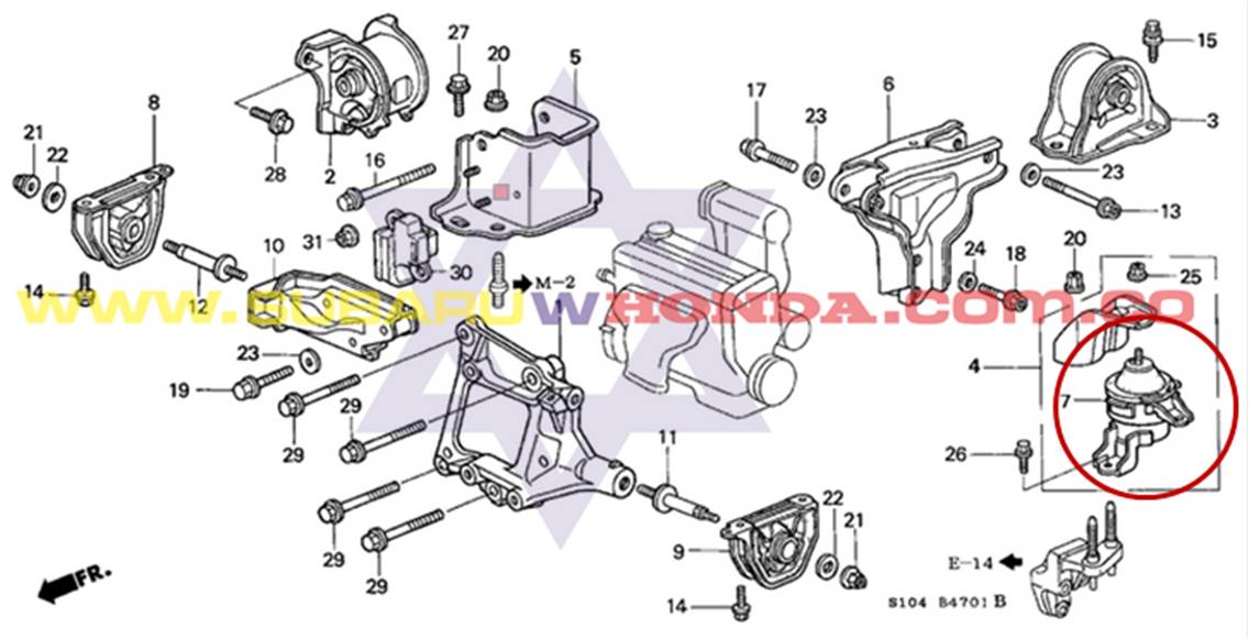 Soporte motor superior izquierdo Honda CRV 2000 catalogo