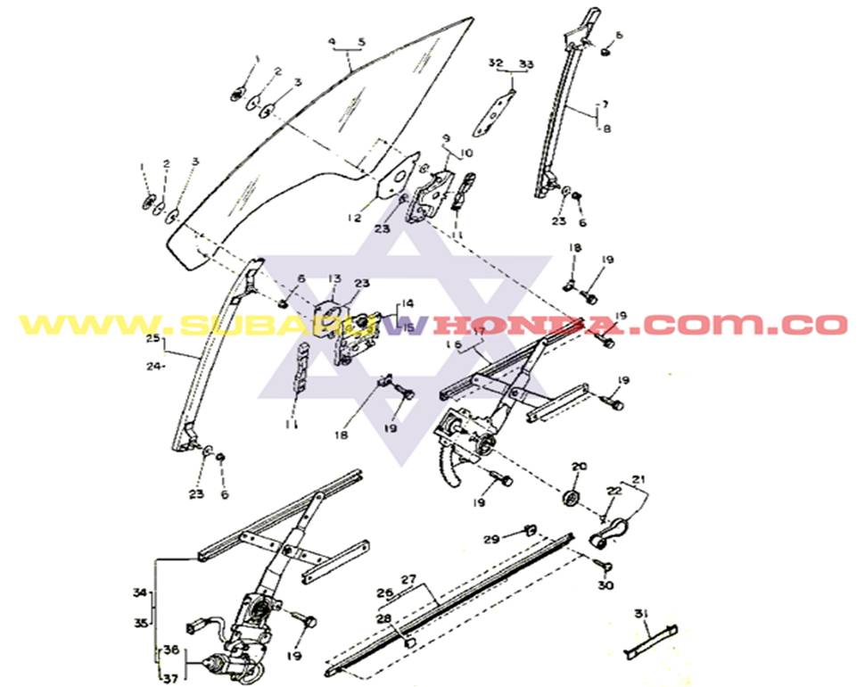 Cremallera puerta delantera derecha Subaru Camioneta 1981