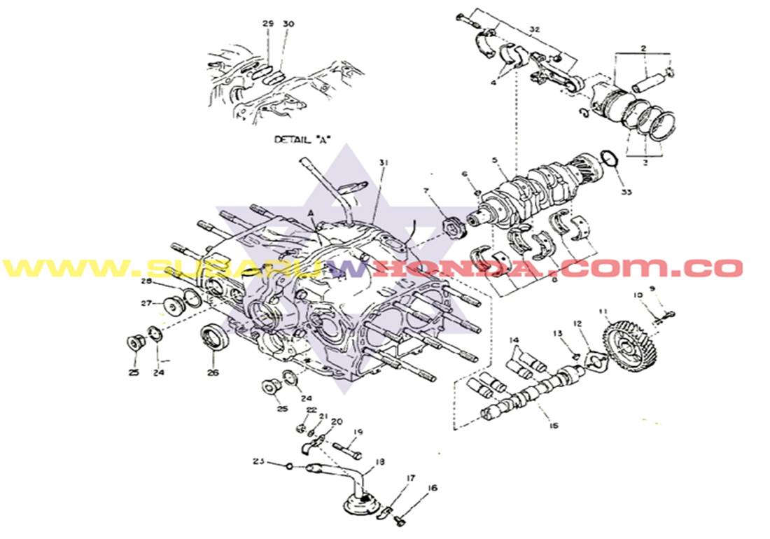Bloque motor de Subaru Automovil Sedan 1980 catalogo