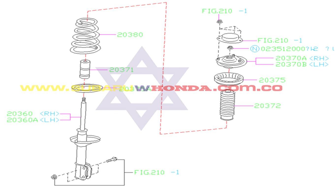 Amortiguador trasero izquierdo Camioneta Subaru Impreza 1996 catalogo
