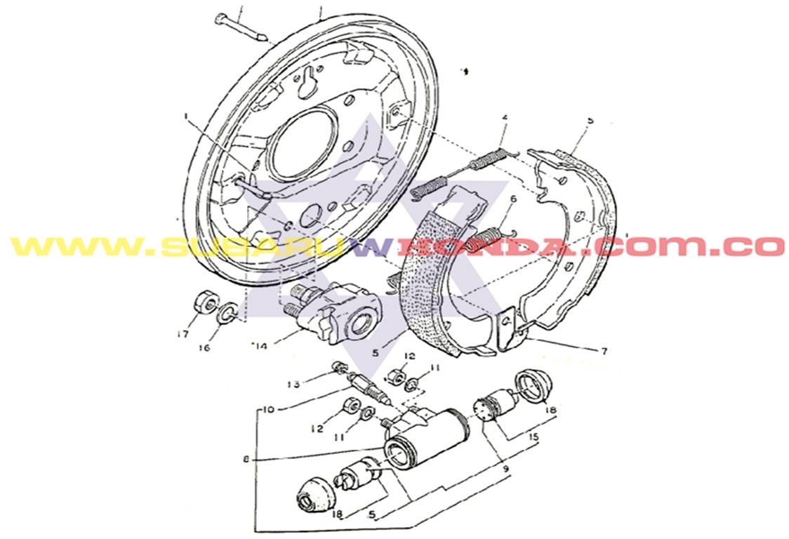 Bandas de frenos Subaru Coupe 1981 catalogo