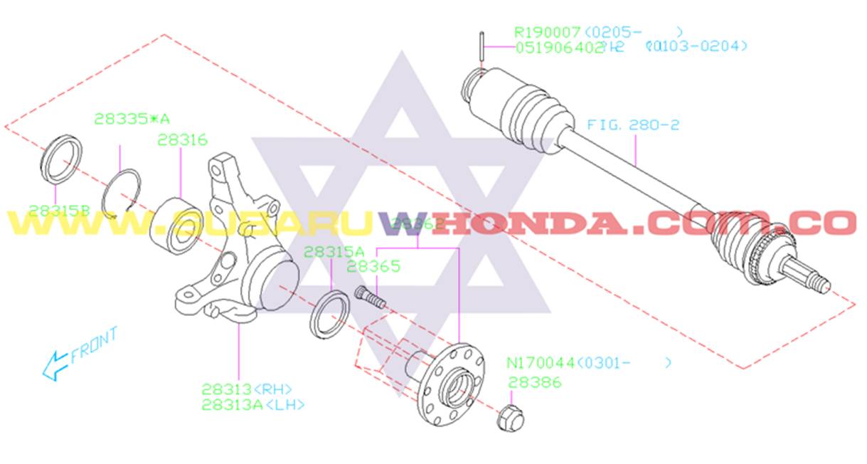 Bocín delantero Automovil Subaru Impreza 1996 catalogo