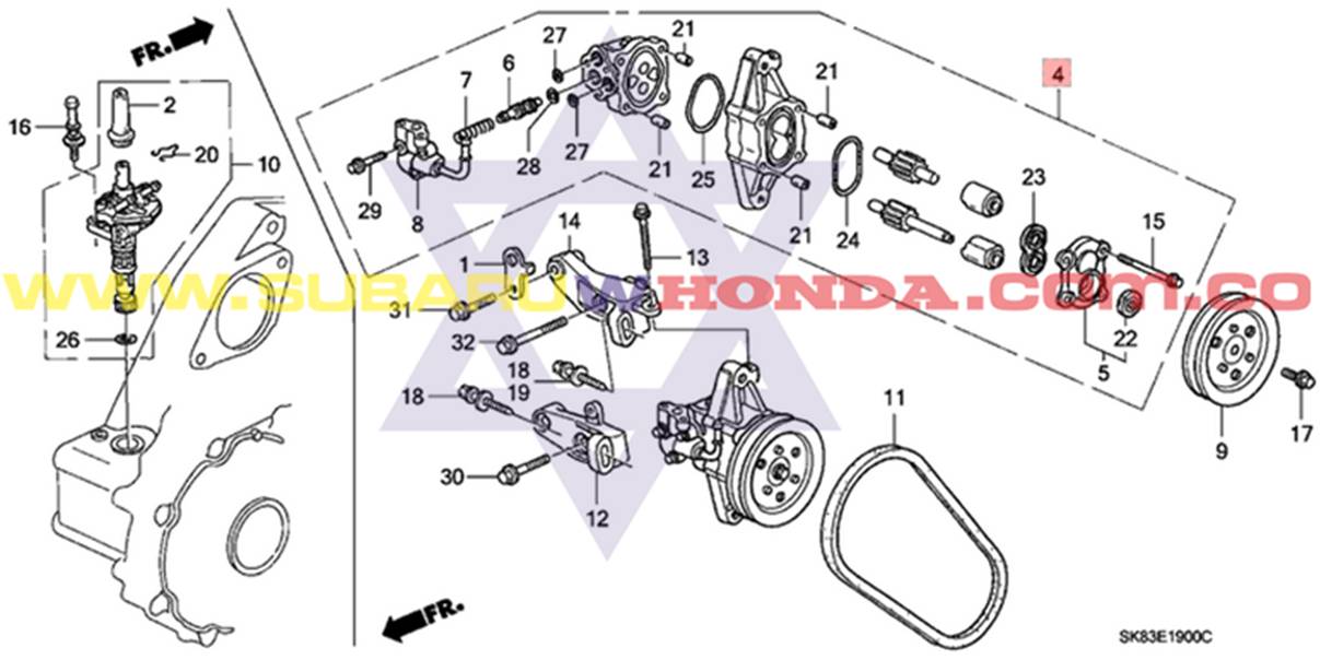 Bomba de direccion hidraulica Honda Integra 1992 catalogo