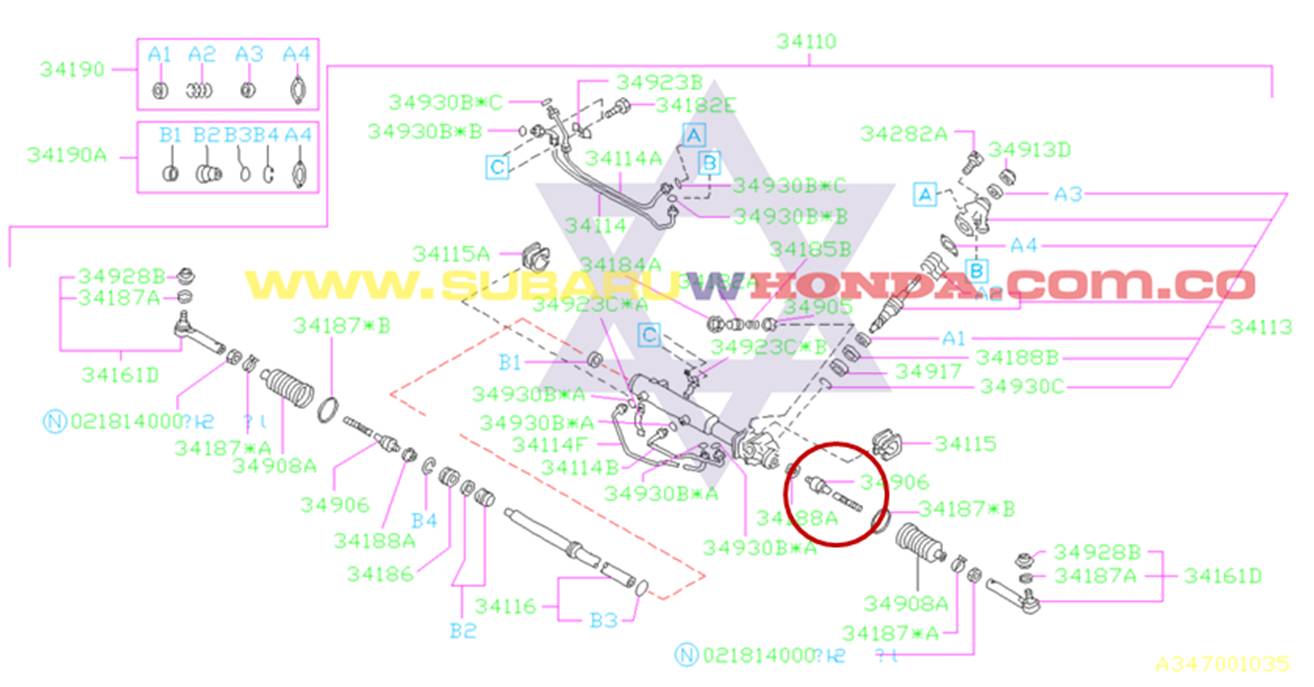 Brazo axial de direccion Automovil Subaru Impreza 1995 catalogo
