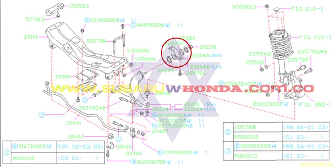 Buje tijera delantera derecha Subaru Impreza 1995 catalogo
