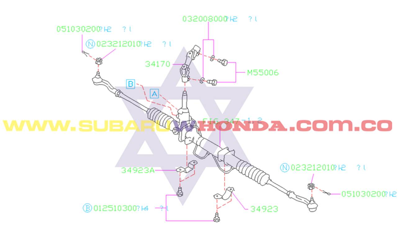Caja de dirección Hidráulica Automovil Subaru Impreza 1996 catalogo