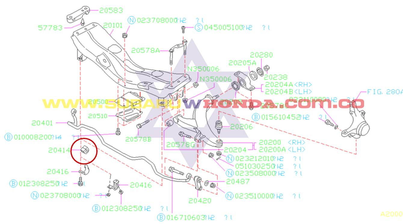 Cauchos delanteros barra estabilizadora Automovil Subaru Impreza 1996 catalogo