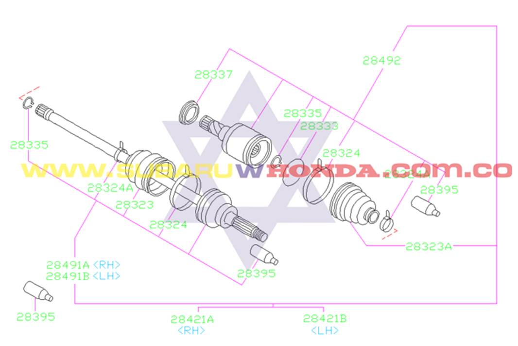 Eje trasero derecho Camioneta Subaru Impreza 1994 catalogo