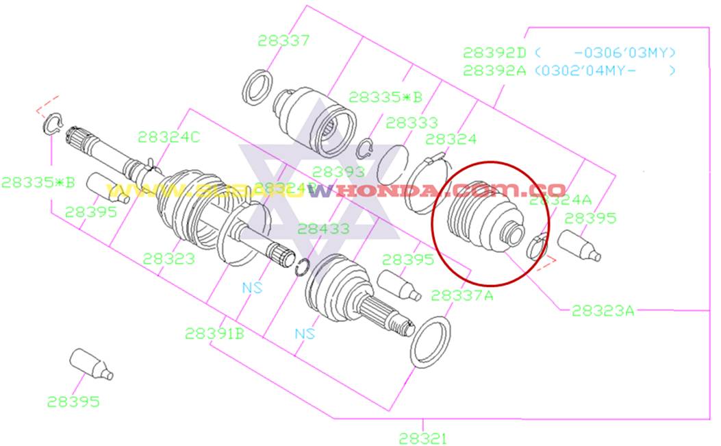 Guardapolvos delanteros acople Automovil Subaru Impreza 1995 catalogo