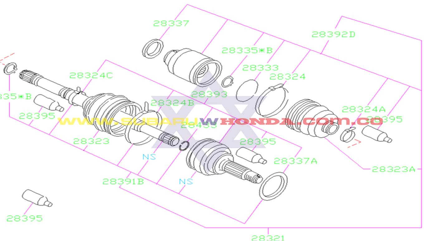 Punta eje homocinetica delantera Automovil Subaru Impreza 1993 catalogo