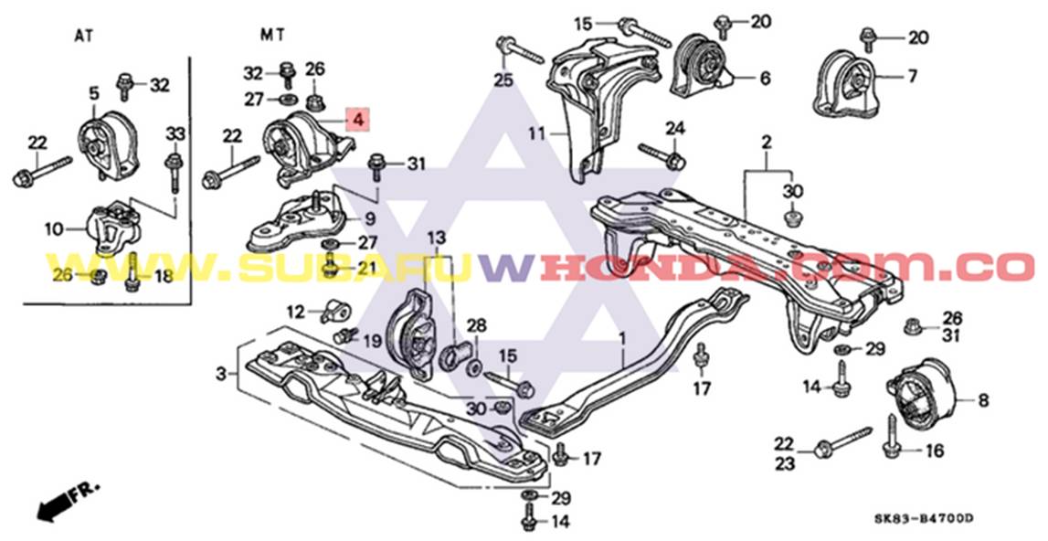 Soporte motor derecho Honda Integra 1992 mecanico