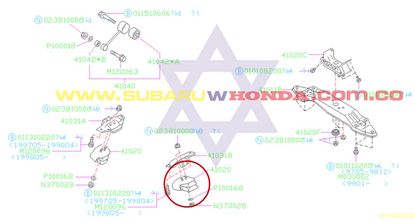 Soporte motor izquierdo Subaru Impreza 1994 catalogo