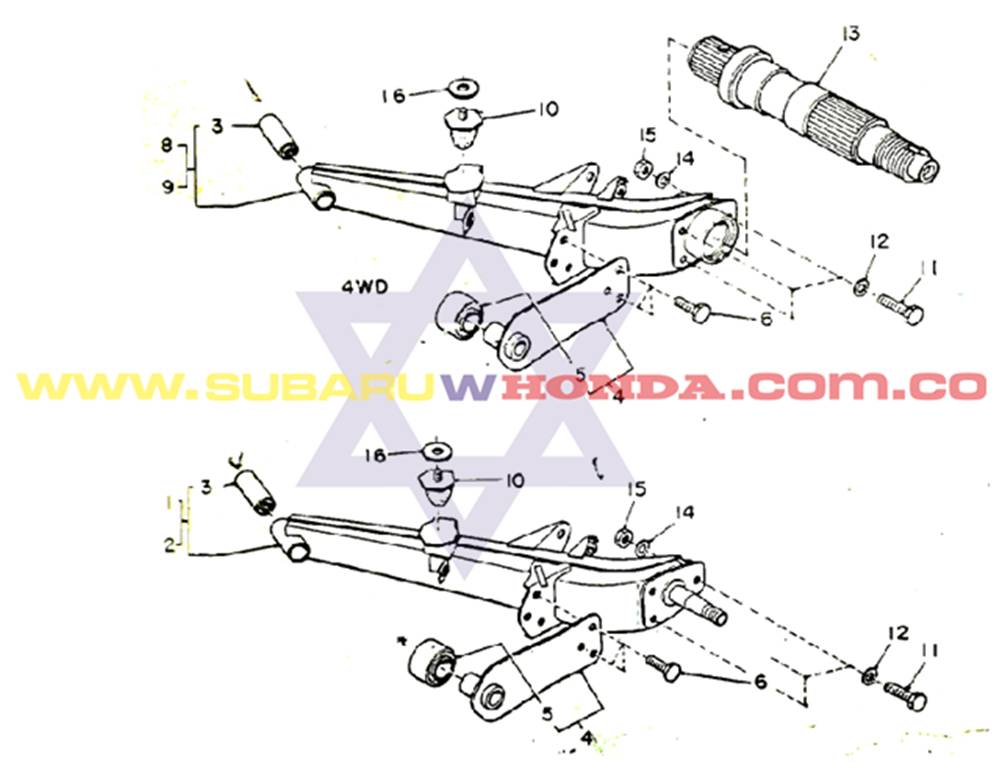 Tijera trasera derecha Subaru Coupe 1982 catalogo